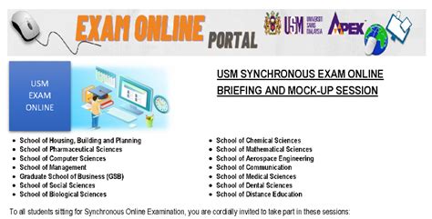 exam online usm|STANDARD OPERATION PROCEDURE OF SYNCHRONOUS .